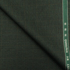 Raymond Men's Polyester Viscose Checks 3.75 Meter Unstitched Suiting Fabric (Dark Green)