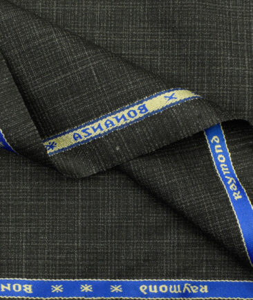 Raymond Men's Polyester Viscose Self Design 3.75 Meter Unstitched Suiting Fabric (Black)