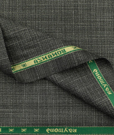 Raymond Men's Polyester Viscose Self Design 3.75 Meter Unstitched Suiting Fabric (Dark Grey)