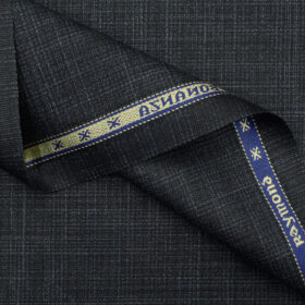 Raymond Men's Polyester Viscose Self Design 3.75 Meter Unstitched Suiting Fabric (Dark Blue)