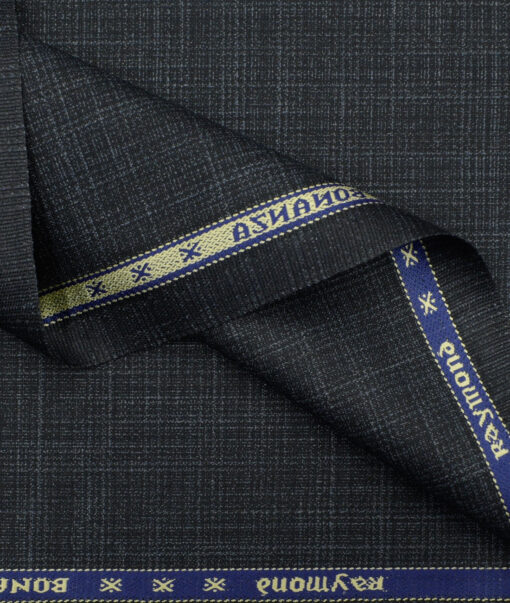 Raymond Men's Polyester Viscose Self Design 3.75 Meter Unstitched Suiting Fabric (Dark Blue)