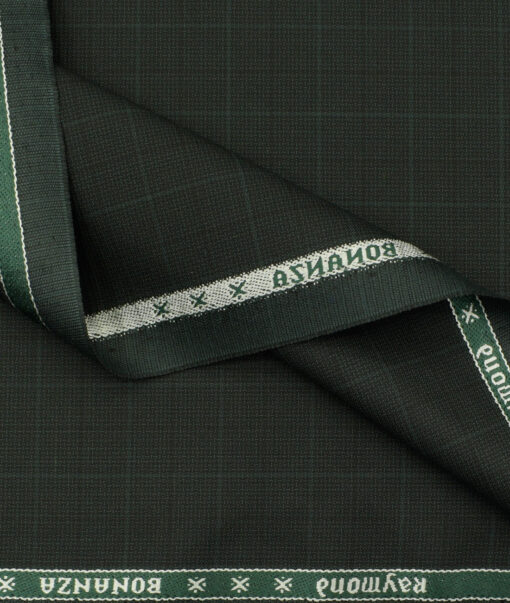 Raymond Men's Polyester Viscose Checks 3.75 Meter Unstitched Suiting Fabric (Dark Sea Green)