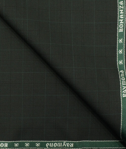 Raymond Men's Polyester Viscose Checks 3.75 Meter Unstitched Suiting Fabric (Dark Sea Green)