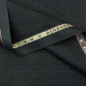 Raymond Men's Polyester Viscose Checks 3.75 Meter Unstitched Suiting Fabric (Dark Grey)