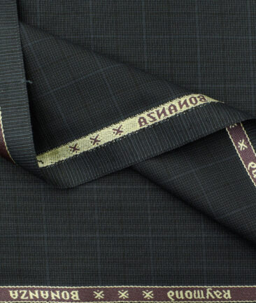 Raymond Men's Polyester Viscose Checks 3.75 Meter Unstitched Suiting Fabric (Dark Grey)