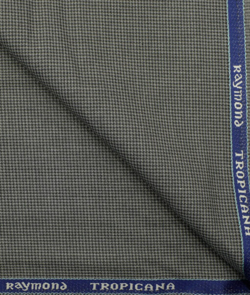 Raymond Men's Polyester Viscose Houndstooth 3.75 Meter Unstitched Suiting Fabric (Light Grey)
