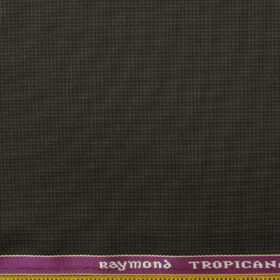 Raymond Men's Polyester Viscose Houndstooth 3.75 Meter Unstitched Suiting Fabric (Dark Brown)