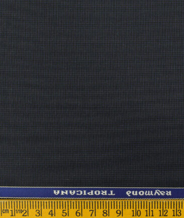 Raymond Men's Polyester Viscose Houndstooth 3.75 Meter Unstitched Suiting Fabric (Dark Navy Blue)