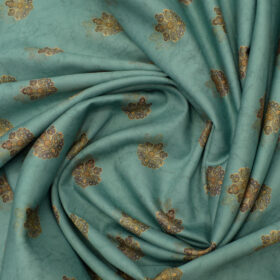 Arvind Men's  Premium Cotton Printed 2.25 Meter Unstitched Shirting Fabric (Ocean Blue)