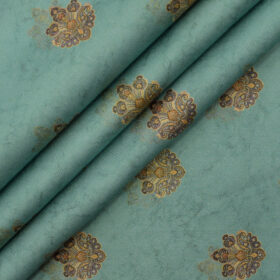 Arvind Men's  Premium Cotton Printed 2.25 Meter Unstitched Shirting Fabric (Ocean Blue)