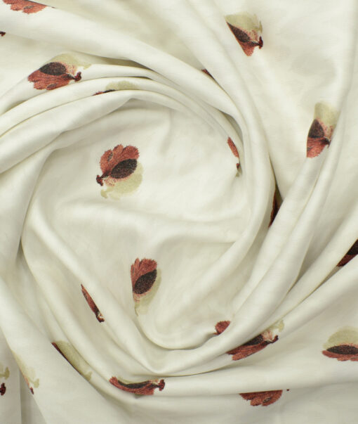 Arvind Men's  Premium Cotton Printed 2.25 Meter Unstitched Shirting Fabric (White)