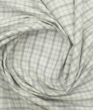 Arvind Men's Pure Cotton Checks 2.25 Meter Unstitched Shirting Fabric (White & Grey)