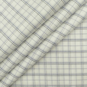 Arvind Men's Pure Cotton Checks 2.25 Meter Unstitched Shirting Fabric (White & Grey)