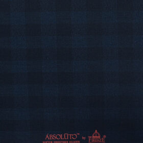 Absoluto Men's Terry Rayon Checks 3.75 Meter Unstitched Suiting Fabric (Dark Blue)