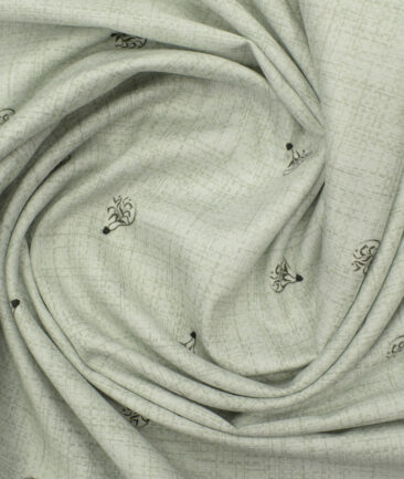 Almonti Men's Giza Cotton Printed 2.25 Meter Unstitched Shirting Fabric (Light Grey)