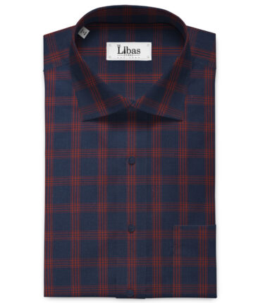 Cadini Men's Pure Cotton Checks Unstitched Shirting Fabric (Dark Blue)