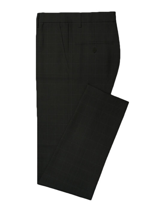 Cadini Men's Terry Rayon Checks 3.75 Meter Unstitched Suiting Fabric (Black)