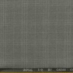 Cadini Men's Terry Rayon Checks 3.75 Meter Unstitched Suiting Fabric (Worsted Grey)