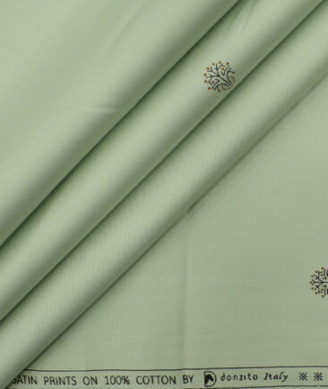 Donzito Men's Cotton Printed 2.25 Meter Unstitched Shirting Fabric (Olive Green)