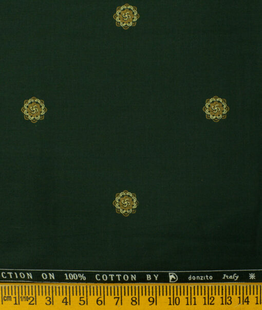 Donzito Men's Cotton Printed 2.25 Meter Unstitched Shirting Fabric (Dark Pine Green)
