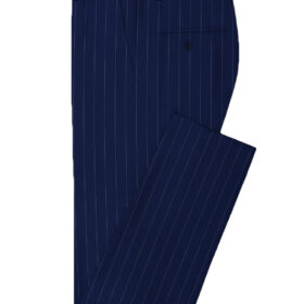 Italian Channel Men's Terry Rayon Striped  Unstitched Suiting Fabric (Royal Blue)