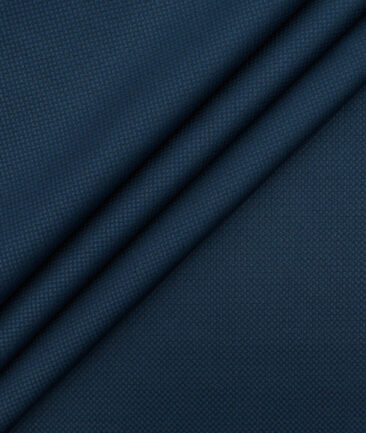 Italian Channel Men's Terry Rayon Structured 3.75 Meter Unstitched Suiting Fabric (Aegean Blue)