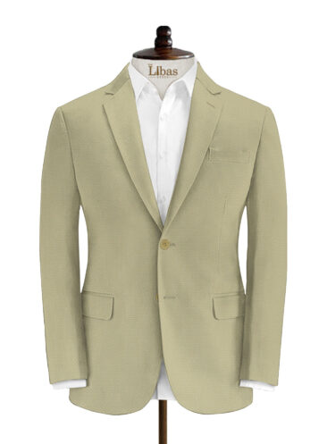 Italian Channel Men's Terry Rayon Structured 3.75 Meter Unstitched Suiting Fabric (Beige)