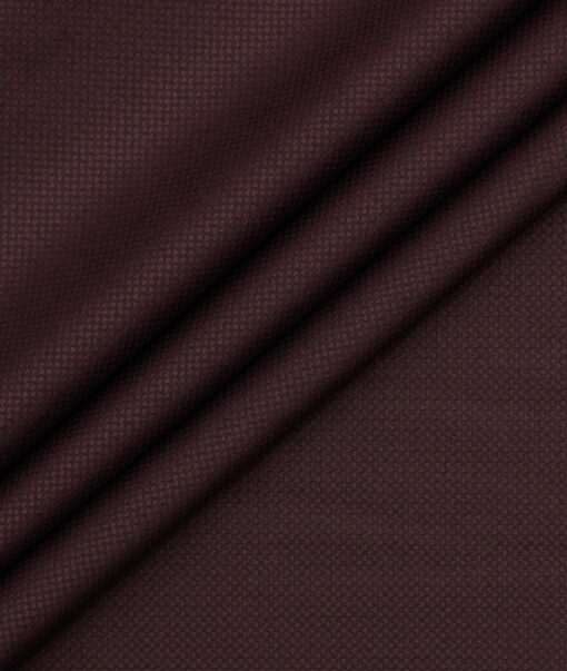Italian Channel Men's Terry Rayon Structured 3.75 Meter Unstitched Suiting Fabric (Dark Wine)