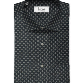 J.Hampstead Men's  Cotton Printed 2.25 Meter Unstitched Shirting Fabric (Blackish Grey)