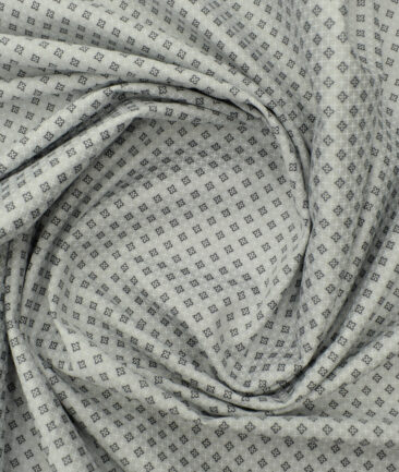 J.Hampstead Men's Cotton Printed 2.25 Meter Unstitched Shirting Fabric (Light Grey)