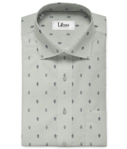 J.Hampstead Men's Cotton Printed 2.25 Meter Unstitched Shirting Fabric (Light Grey)