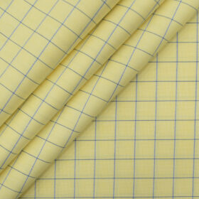 J.Hampstead Men's Giza Cotton Checks 2.25 Meter Unstitched Shirting Fabric (Yellow)