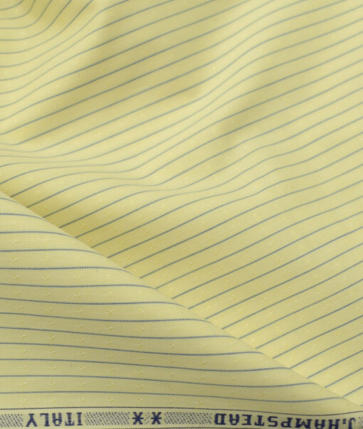 J.Hampstead Men's Cotton Striped 2.25 Meter Unstitched Shirting Fabric (Yellow)