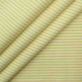 J.Hampstead Men's Cotton Striped 2.25 Meter Unstitched Shirting Fabric (Yellow)