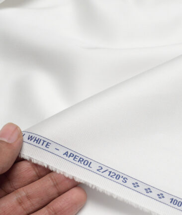 Luthai 2 Ply 120's Supima Cotton Solids Unstitched Shirt or Kurta Pajama Fabric (White) - Image 2