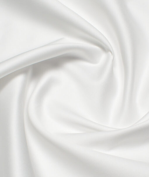 Luthai 2 Ply 120's Supima Cotton Solids Unstitched Shirt or Kurta Pajama Fabric (White) - Image 3