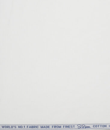 Luthai 2 Ply 120's Supima Cotton Solids Unstitched Shirt or Kurta Pajama Fabric (White) - Image 4