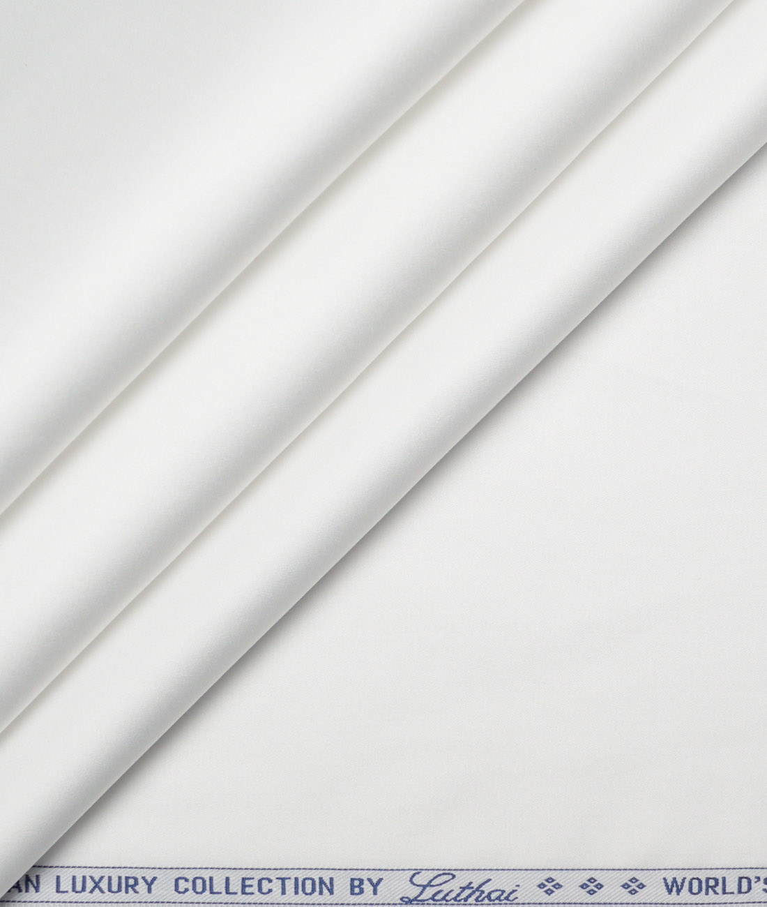 LSLTSH192WHSOLIDSATDEC Luthai 2 Ply 120's Supima Cotton Solids Unstitched Shirt or Kurta Pajama Fabric (White) - Image 1