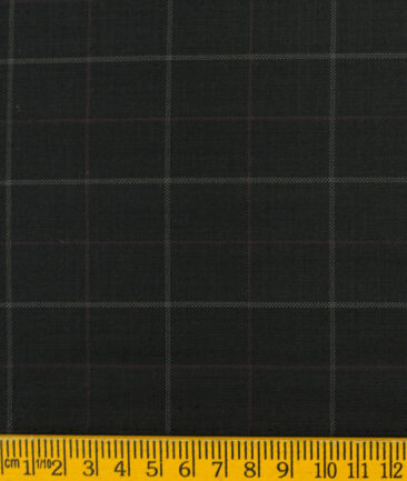 Marcellino Men's Terry Rayon Checks 3.75 Meter Unstitched Suiting Fabric (Black)