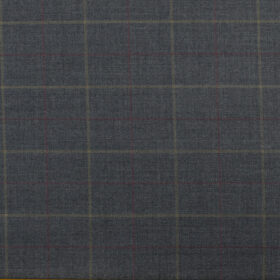 Marcellino Men's Terry Rayon Checks 3.75 Meter Unstitched Suiting Fabric (Grey)