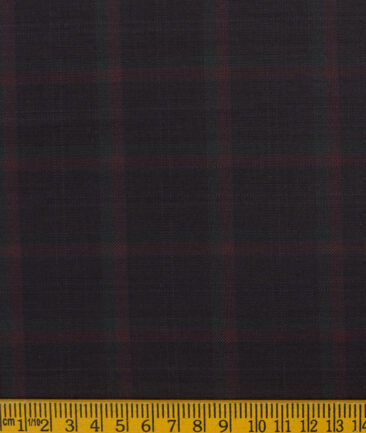 Marcellino Men's Terry Rayon Checks 3.75 Meter Unstitched Suiting Fabric (Wine)