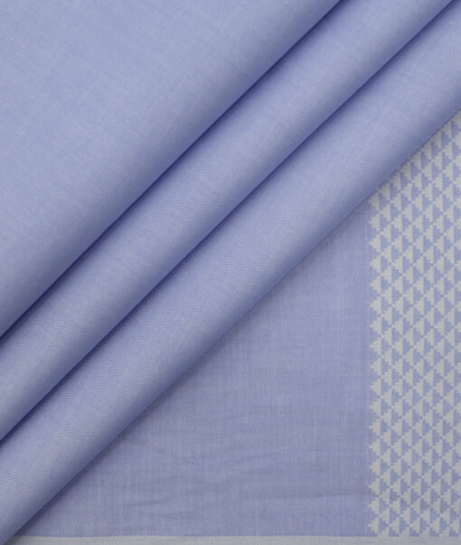 Nemesis Men's Giza Cotton Striped 2.25 Meter Unstitched Shirting Fabric (Blue)
