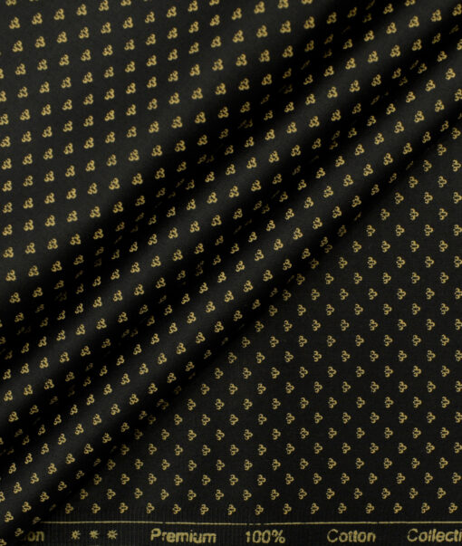 Nemesis Men's Premium Cotton Printed 2.25 Meter Unstitched Shirting Fabric (Black)