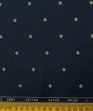 Nemesis Men's Premium Cotton Printed 2.25 Meter Unstitched Shirting Fabric (Dark Blue)