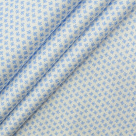 Nemesis Men's Premium Cotton Printed 2.25 Meter Unstitched Shirting Fabric (White & Sky Blue)