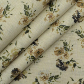 Nemesis Men's Premium Cotton Printed 2.25 Meter Unstitched Shirting Fabric (Cream)