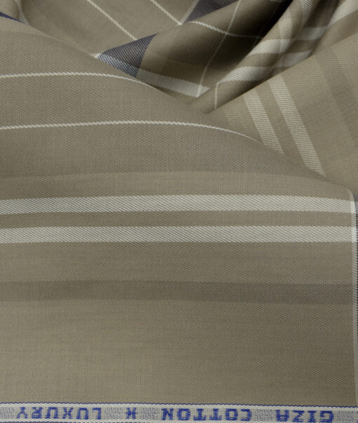 Nemesis Men's Luxury Cotton Checks 2.25 Meter Unstitched Shirting Fabric (Brown)