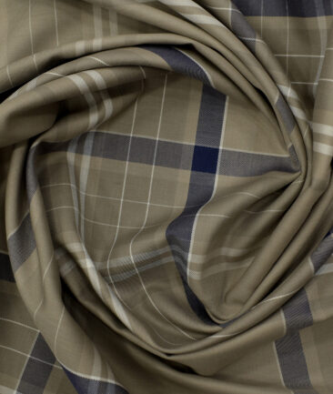 Nemesis Men's Luxury Cotton Checks 2.25 Meter Unstitched Shirting Fabric (Brown)