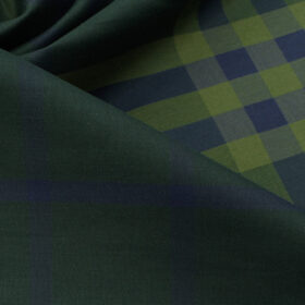 Nemesis Men's Giza Cotton Checks 2.25 Meter Unstitched Shirting Fabric (Dark Pine Green)