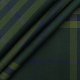 Nemesis Men's Giza Cotton Checks 2.25 Meter Unstitched Shirting Fabric (Dark Pine Green)